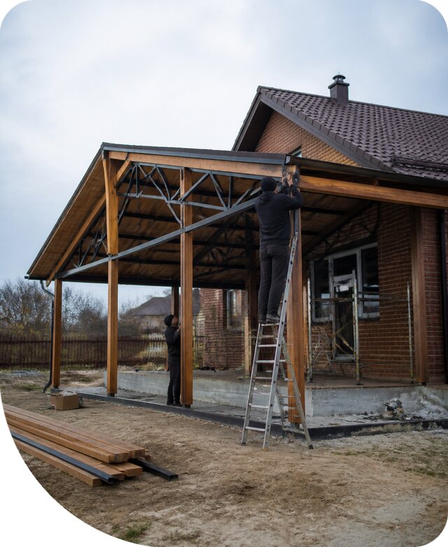 Пристройка навеса к дому и участку в Советской Гавани под ключ