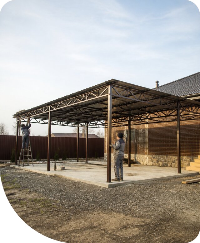 Металлический навес в Советской Гавани под ключ для дома и участка